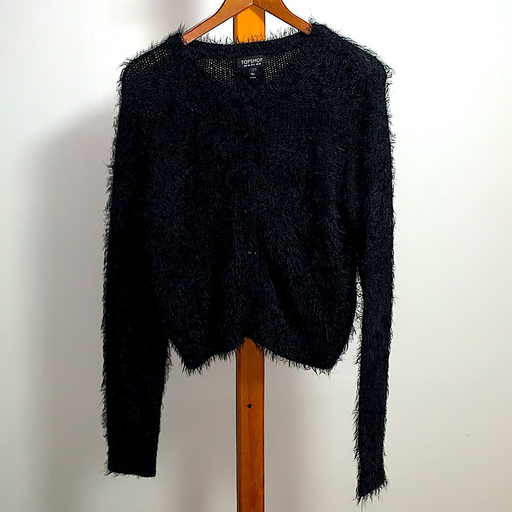 Topshop Black Fuzzy Cardigan Size EUR 40 / US 8 / UK 12
